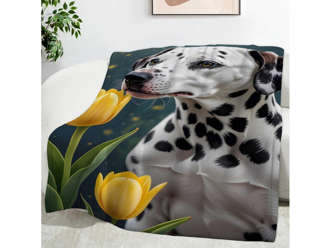 Manta Tulipa Dálmata 130x150 Cm Multifuncional Macia Confortável em Flanela Ideal para Cama Escritório Cochilo
