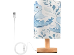 Luminária De Cabeceira Led Pequena Skyshu Com Base Madeira Antiderrapante E Cúpula Que Não Agride Os Olhos, Ideal Para