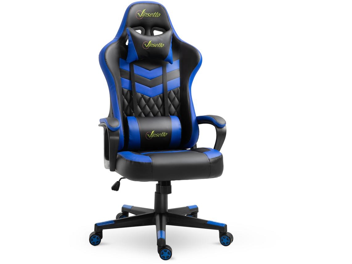 Cadeira Gaming Esponja, Abs, Pvc Cor Azul, Preto 61cm X 70cm X 121-129cm Vinsetto