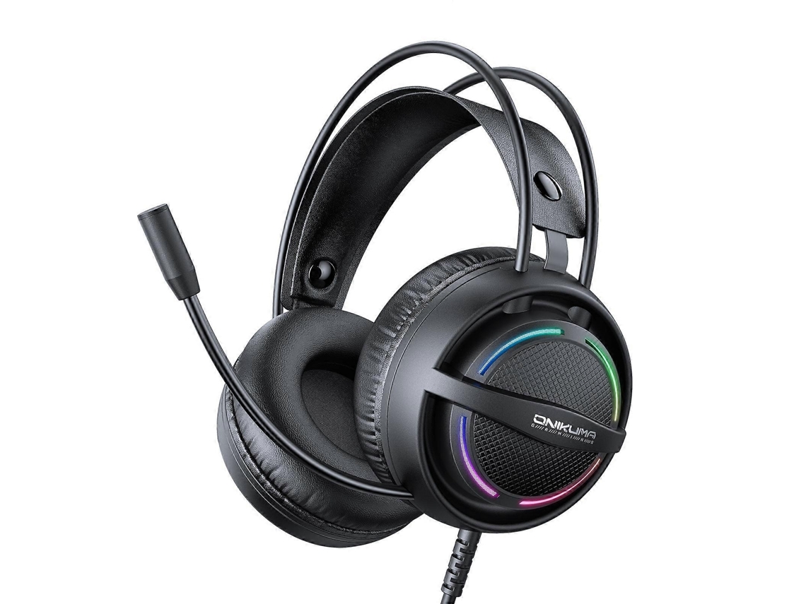 Headset gamer Onikuma X88 com luz RGB e suporte para encosto de cabeça, comprimento do cabo: 2,2 m Hengrongshen