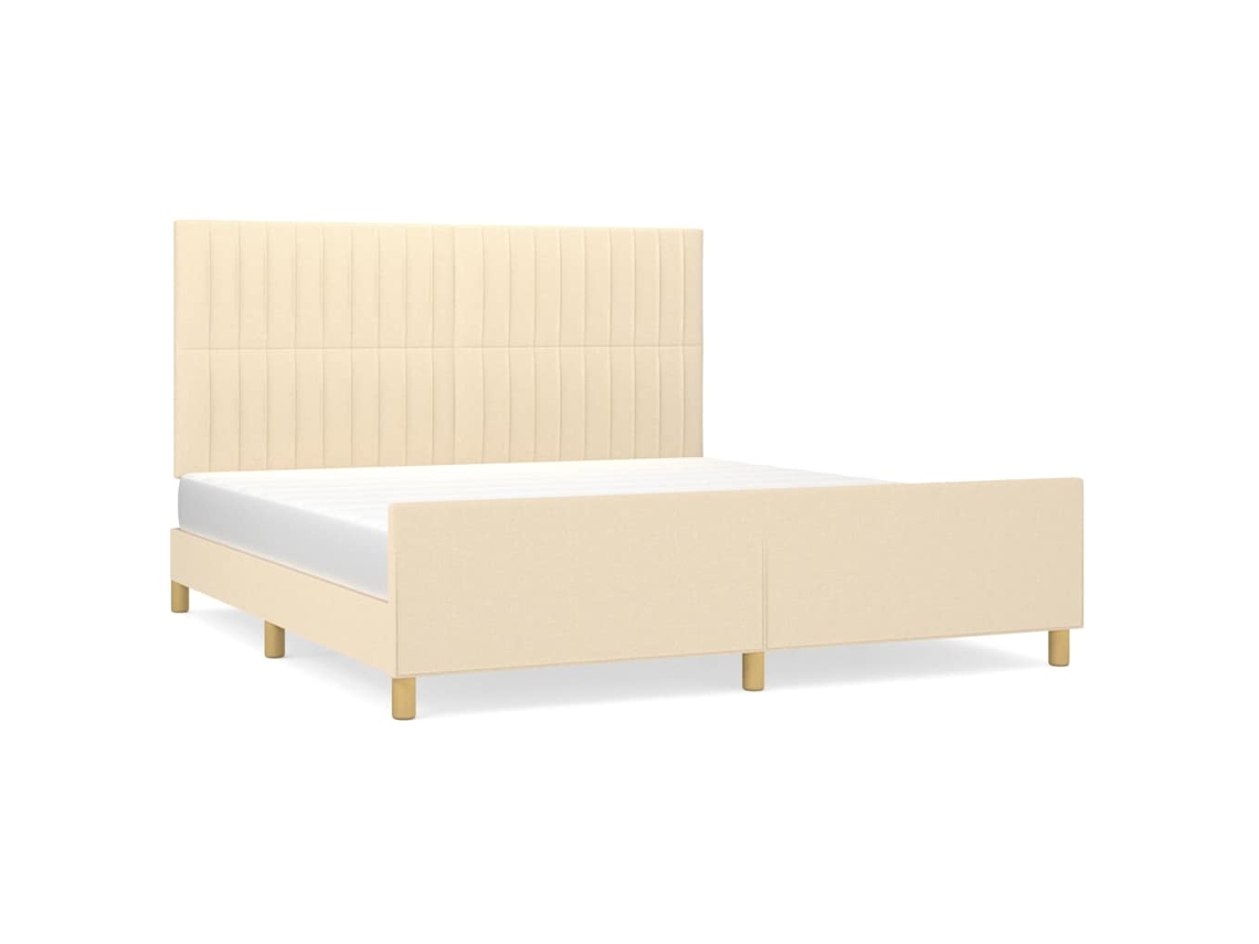 Bed Frame With Headboard, Bed Frames With Headboards Vidaxl Creme Tecido (160 X 200 Cm)