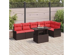 Vidaxl Conjunto De Sofá De Jardim 7 Unid. Castanho