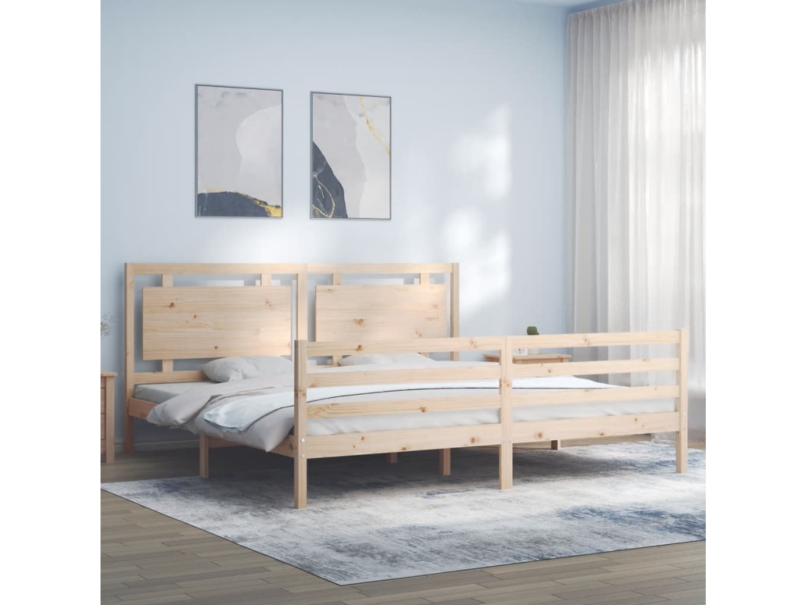 Estrutura De Cama Super King Size Com Cabeceira Madeira Maciça