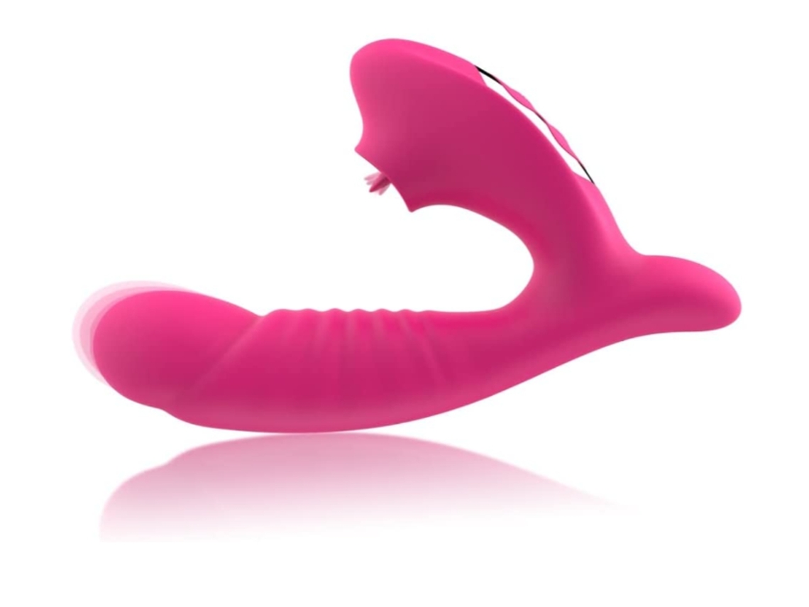 Brinquedo Vibrador Vibrador Para Lamber A Língua E Ponto G 2 Em 1 Para Mulheres, 7 Lamber A Língua E 10 Modos De Vibração, Rosa