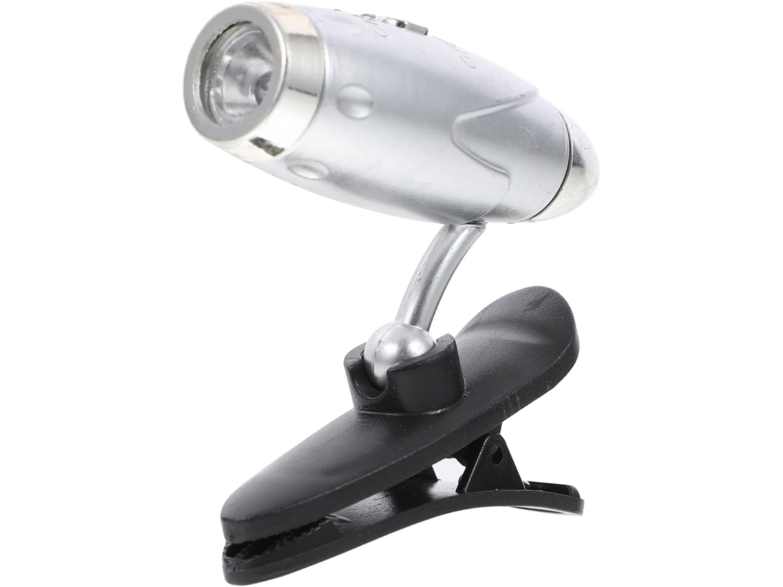 Mini Luminária De Leitura Portátil Led Com Clipe, Em Plástico Prateado, Com Luz Led Ajustável Para Leitura E Usar Na