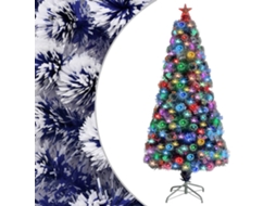 Vidaxl Árvore Natal Artificial Pré-iluminada Fibra Ótica Branco/azul