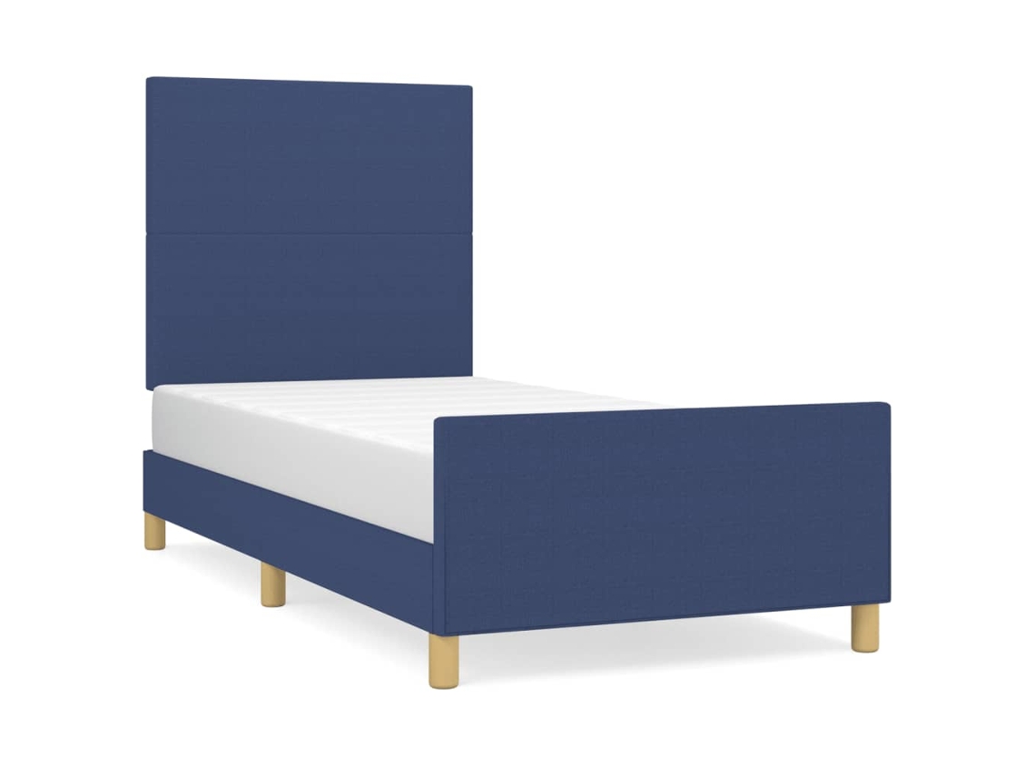 Bed Frame With Headboard, Bed Frames With Headboards Vidaxl Azul Tecido (90 X 190 Cm)