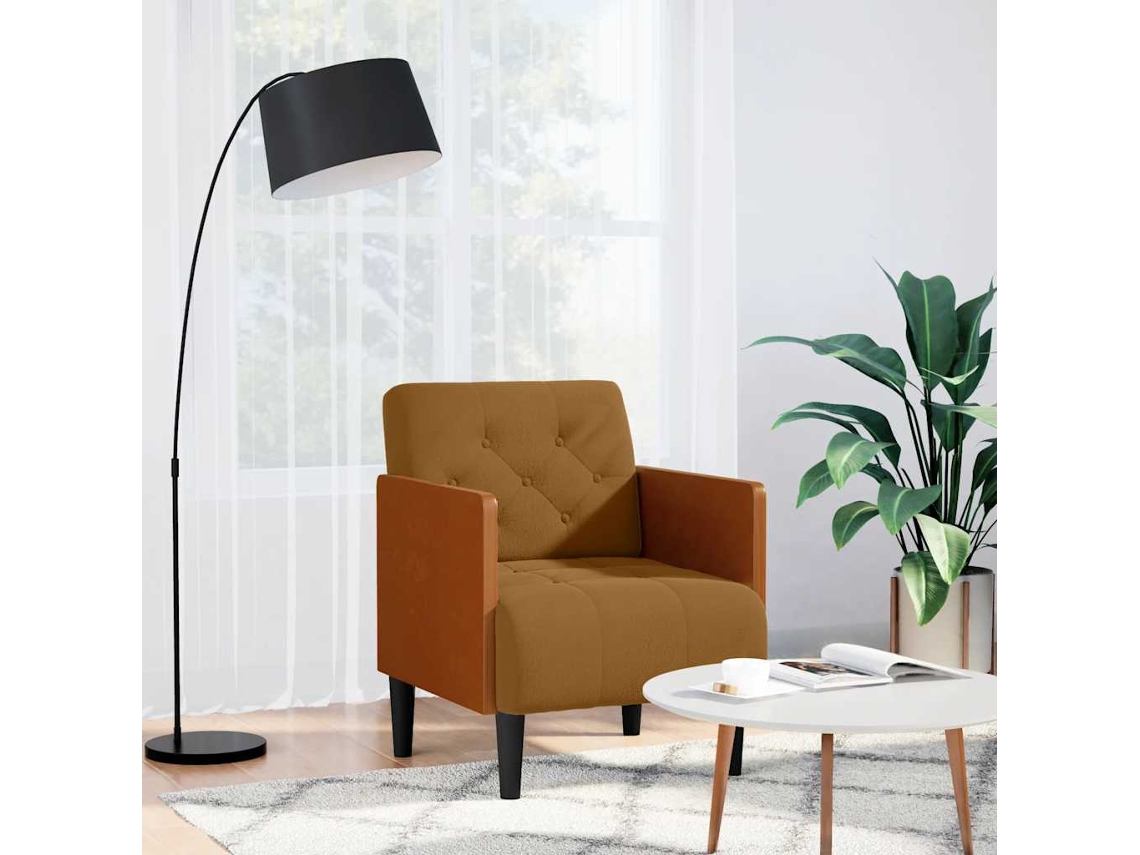 Vidaxl Poltrona Com Apoio De Braços 55 Cm Veludo Castanho