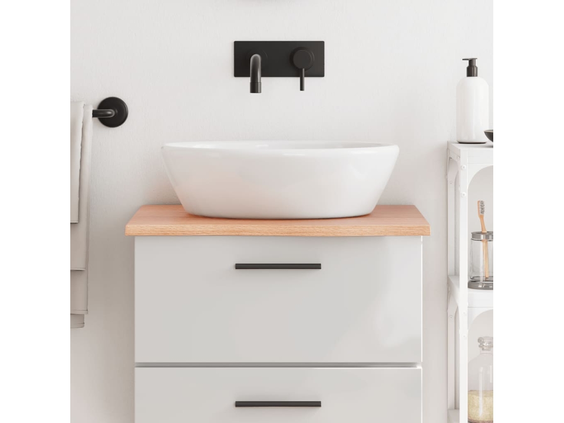 Vidaxl Bancada P/ Wc 60x50x2 Cm Madeira Maciça Tratada Castanho-claro