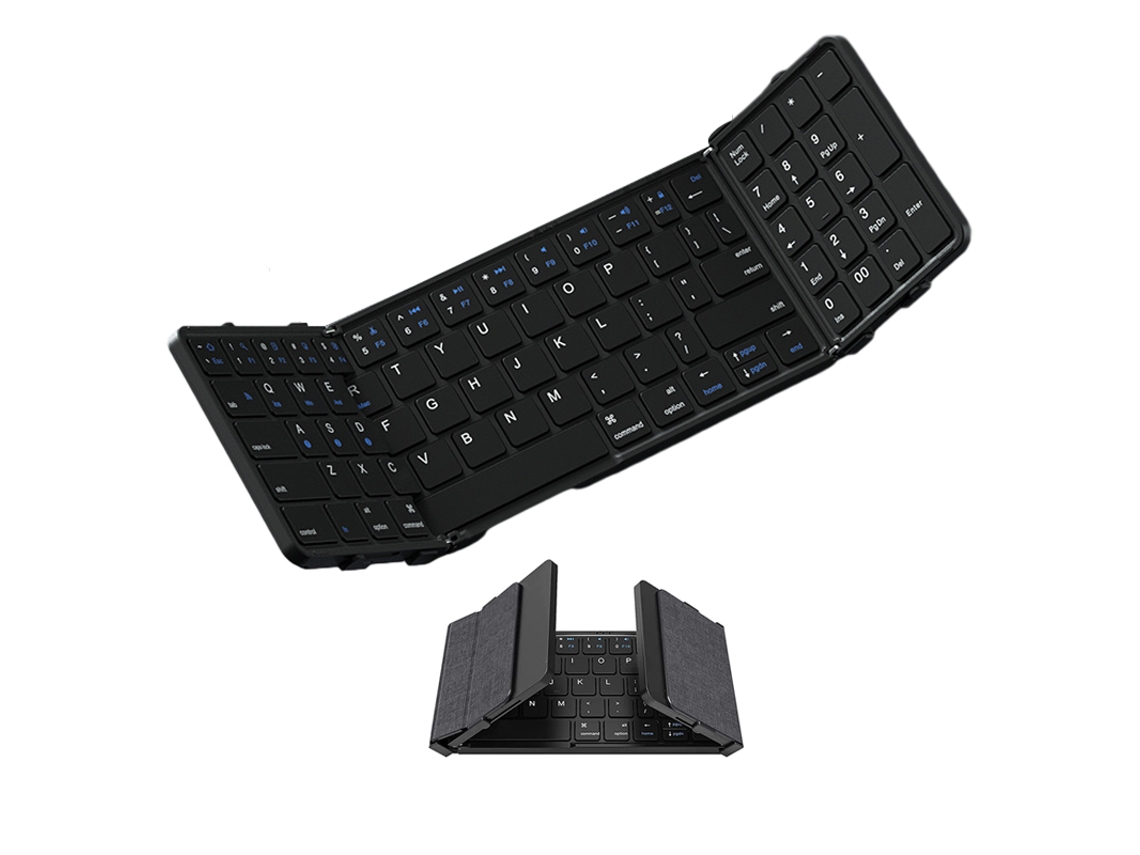 Teclado Bluetooth Dobrável Em Três Partes, Tamanho Normal, Com Teclado Numérico E Recarregável.