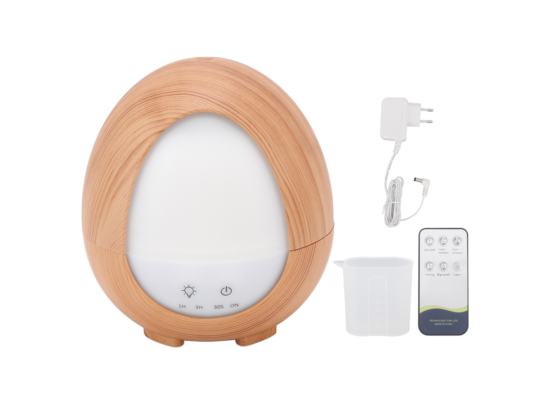 Umidificador Aromaterapia 200ml Controle Remoto Design Textura Madeira Luz Led 100‑240v | S/MARCA