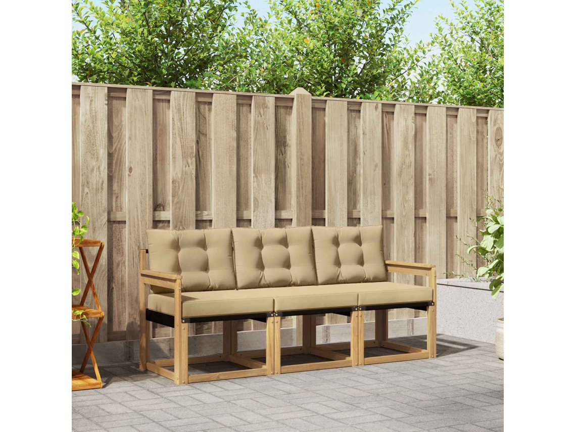 Vidaxl Conjunto De Sofás Para Exterior 3 Unid. Branco E Bege