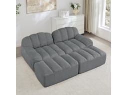 Sofá Modular 2 Lugares Com 2 Pufes Cinza, Espuma 32d E Design Antiderrapante