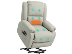 Poltrona Reclinável com Ajuste de Altura, Aquecimento, Massagem, Controle Remoto, bolsos laterais cinza SINI TECH STORE