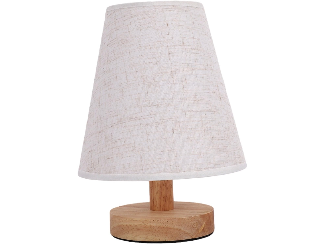 Luminária De Mesa Ftvogue Em Madeira Maciça, Com Intensidade De Luz Ajustável, Alimentação Usb, Cúpula De Tecido