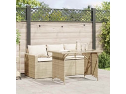 Vidaxl 2 Pcs Conjunto De Jantar P/ Jardim Com Almofadões Vime Pe Bege