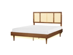 Cama de casal BELIANI Auray de Madeira de seringueira Castanho claro 165x204x149