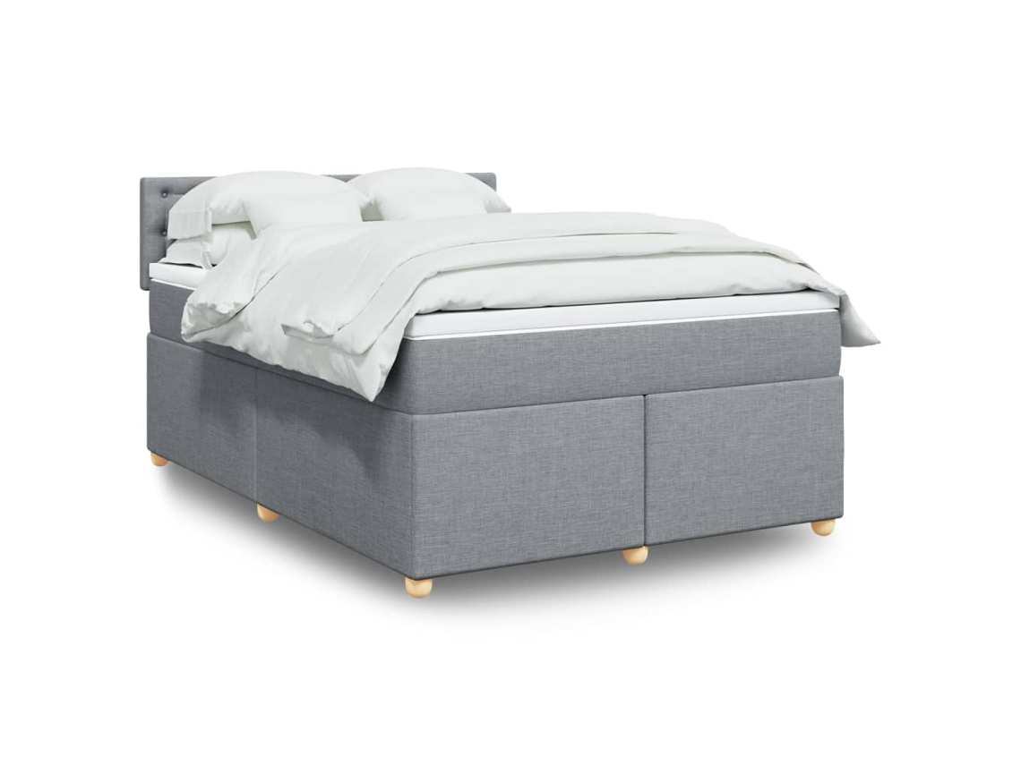 Vidaxl Cama Com Molas/colchão 140x190 Cm Tecido Cinzento-claro
