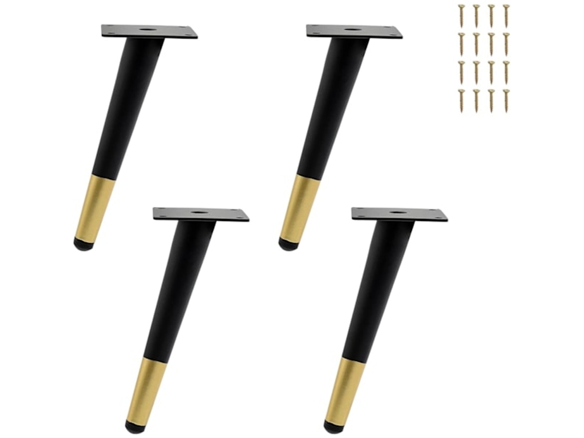 Pés Para Móveis, 4 Peças, Em Metal, 20 Cm, Cor Preto/dourado, Para Armários, Racks De Tv, Móveis