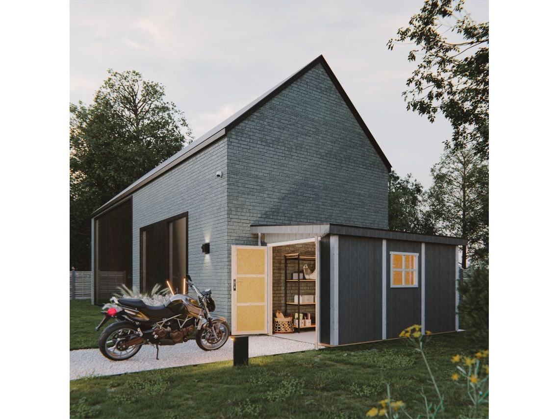 Casa De Jardim Qualidade Premium 8,68 M² A231x248x412 Cm Sem Piso E Parede Lateral Timbela M939b Tundra Grey