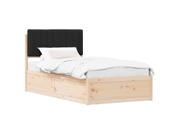 Estrutura de Cama com Cabeceira Estofada Preto 100 X 200 Cm VIDAXL
