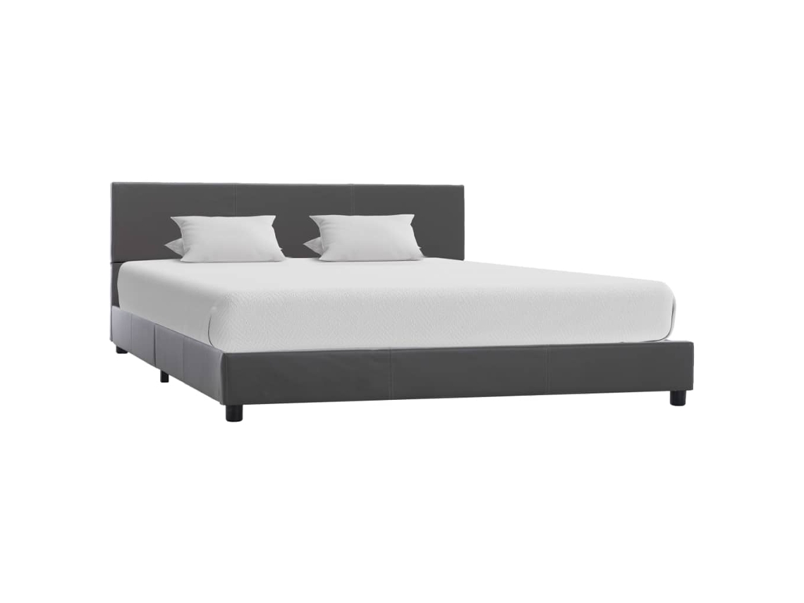 Estrutura De Cama 160x200 Cm Couro Artificial Cinzento