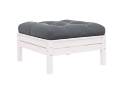 Vidaxl Apoio Pés P/ Jardim Com Almofadão Antracite Pinho Maciço Branco