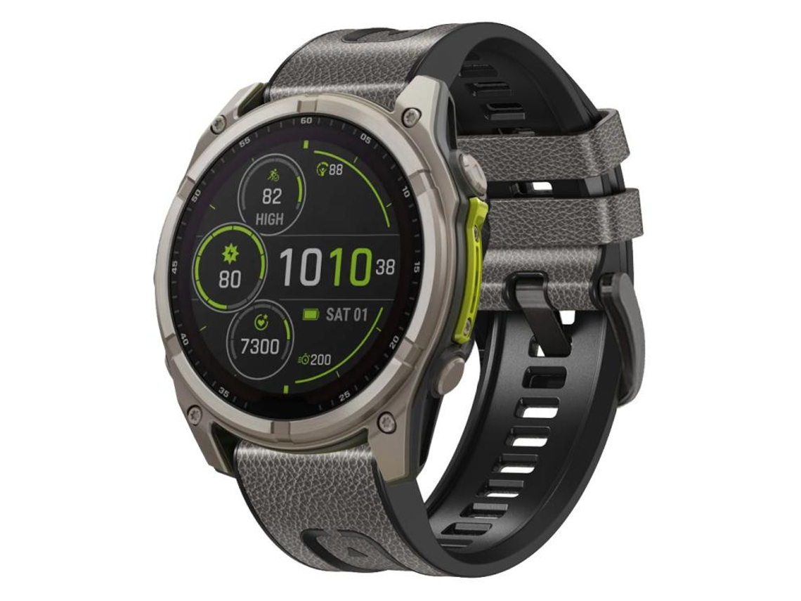 Bracelete para Garmin em couro e silicone com liberação rápida e fivela de aço preta cinza estrelado (26mm)