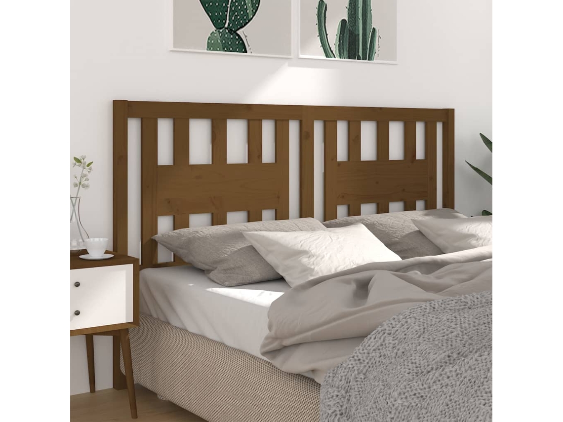 Vidaxl Cabeceira De Cama 141x4x100 Cm Pinho Maciço Castanho Mel