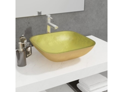 Vidaxl Lavatório 42x42x14 Cm Vidro Dourado