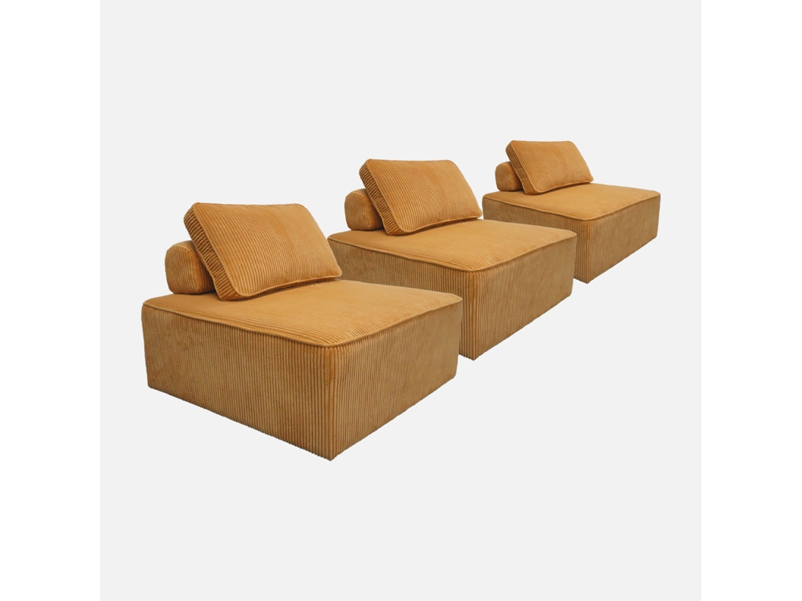 Poltrona Para Sofá Modular Veludo Cotelê , Mostarda Sweeek (set De 3)