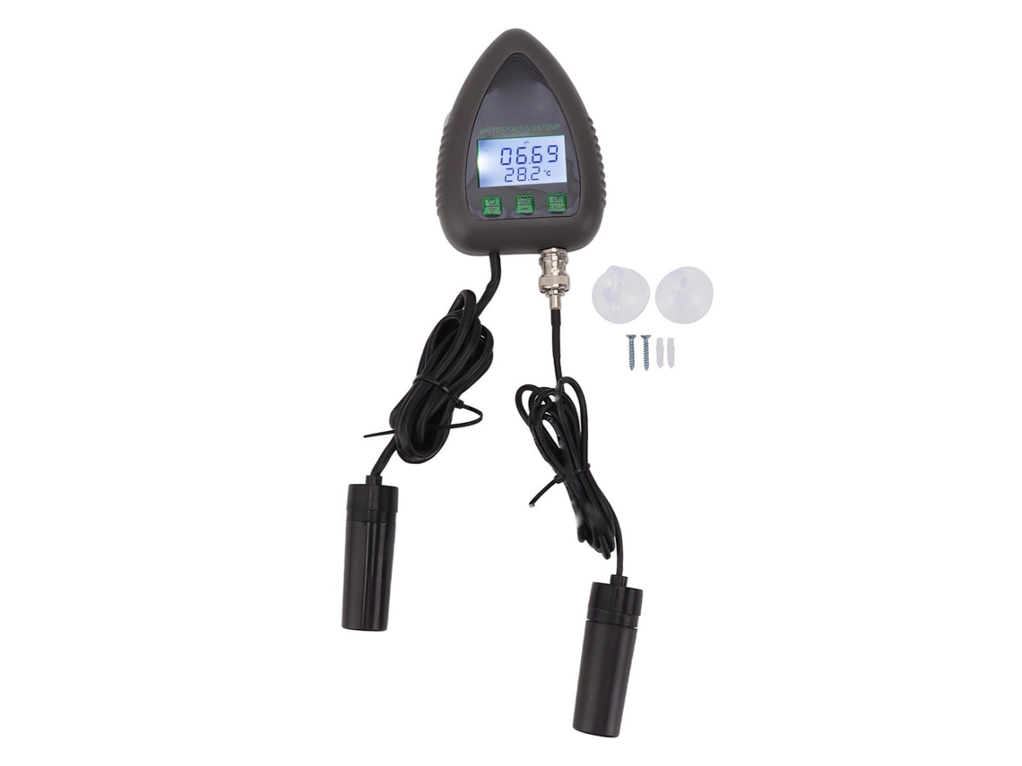 Medidor de qualidade da água 5 em 1, Wi-Fi, pH, TDS, sal, Sg, temp, app, Tuya, plugue UK 230V | S/MARCA
