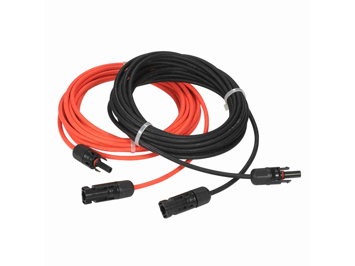 Cabo de extensão solar 10awg 20 pés preto e vermelho com conectores MC4