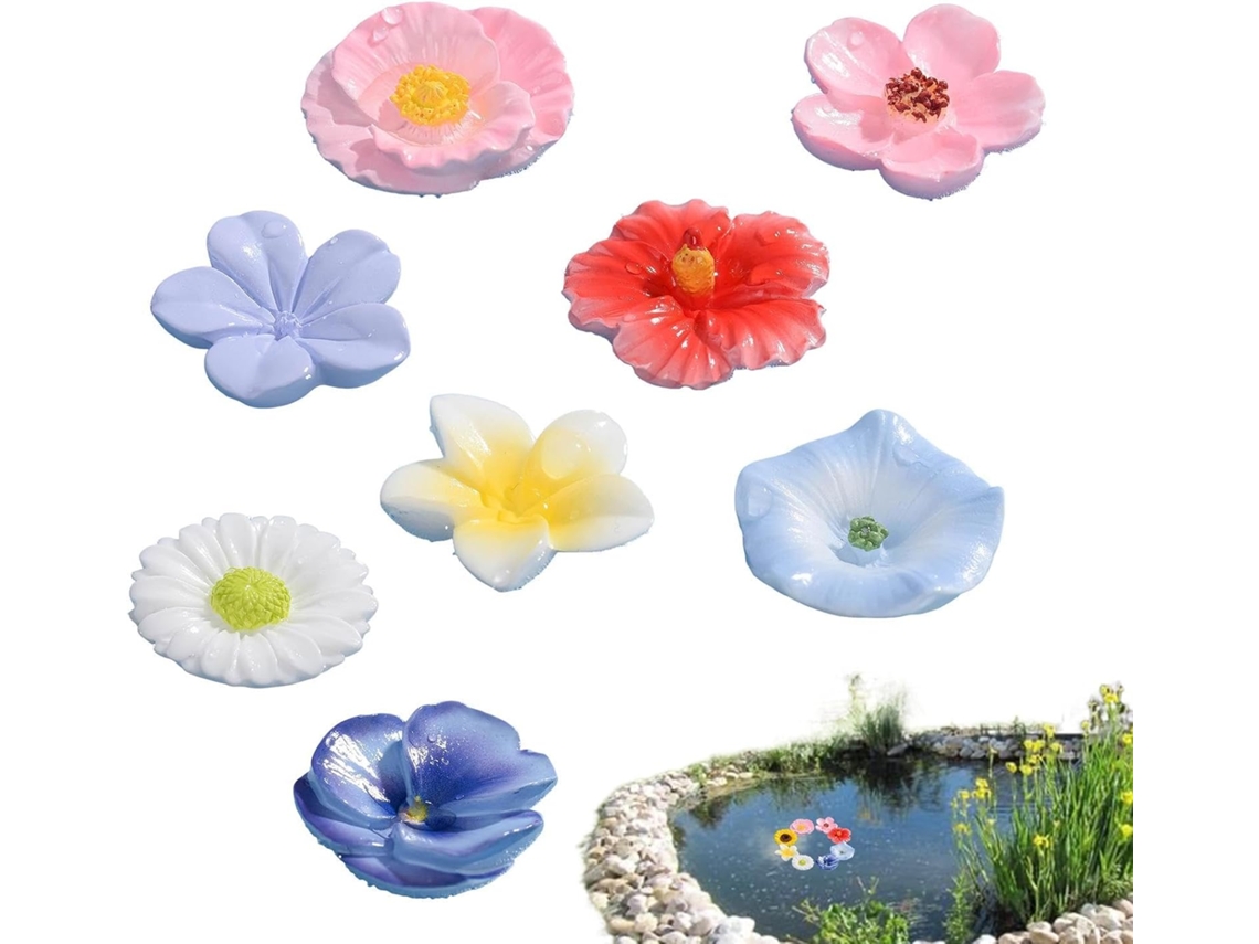 Bebedouro Flutuante 8 Peças em Resina para Pássaros, Flores e Borboletas para Lagoas, Lagos, Rios, Jardins e Áreas CHABERLU