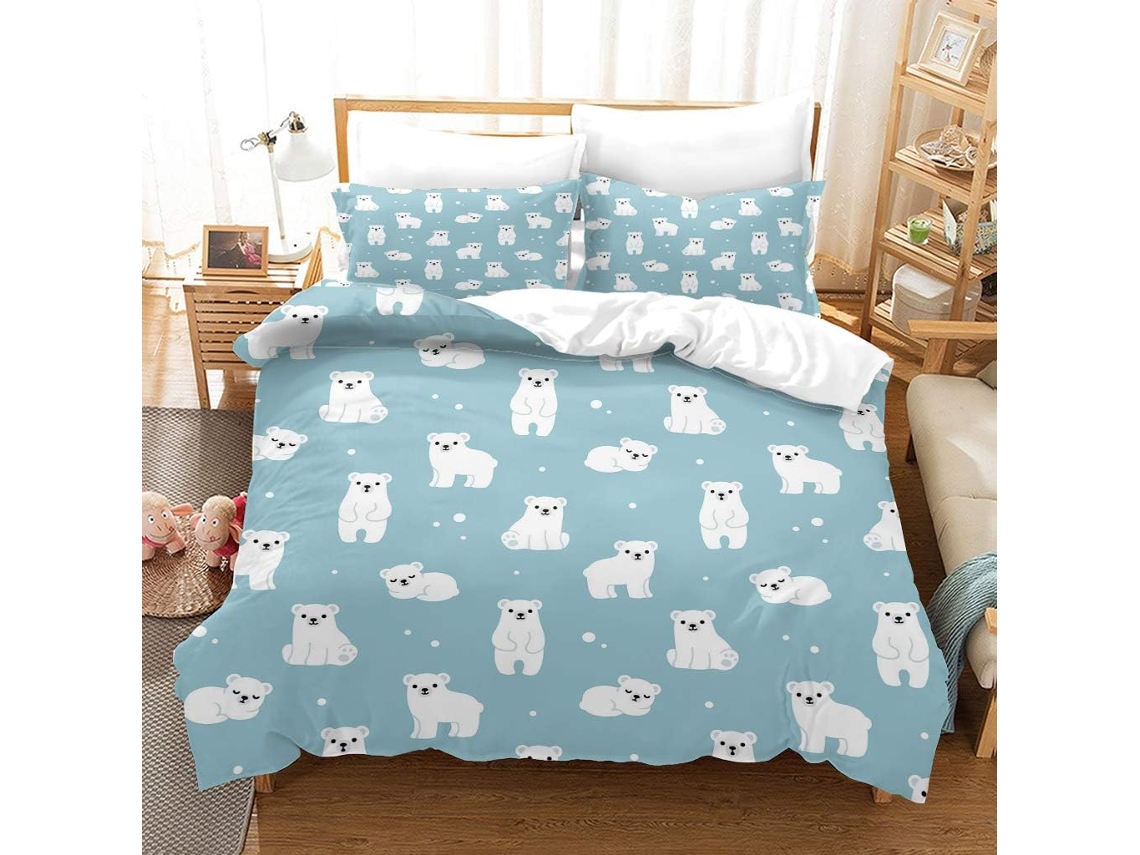 Capa de Edredom com Estampa Cachorrinho em Microfibra Fronha 220x240cm