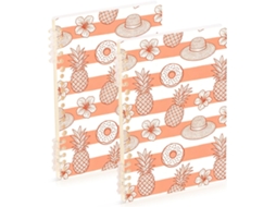 Conjunto de 2 Cadernos Pautados Laranja, Tamanho A5 , Ideais para Escola e Escritório. 21,1 Cm (21,1 X 14,5 Cm)