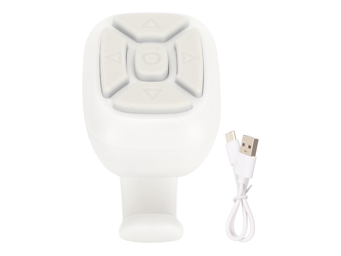 Controle Remoto Multifuncional Para Celular E Tablet: Controle De Volume, Página, Câmera E Play/pause Branco