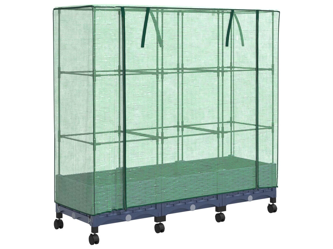Conjunto 3 Vaso De Jardim Vidaxl Cinzento Polipropileno (120 X 40 X 129 Cm)