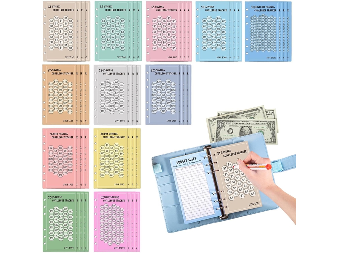 100 Enveloppe Savings Challenge Tracker, Inserts Challenge Économies