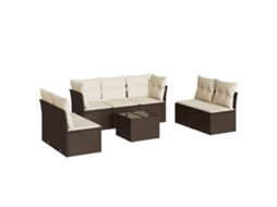 Conjunto de 8 Sofás de Jardim com Almofadões Vime Pe Castanho MAISON EXCLUSIVE (8 pcs)