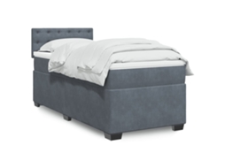 Vidaxl Cama Com Molas/colchão 90x190 Cm Veludo Cinza-escuro