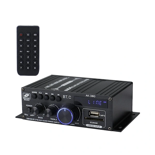 Amplificador Bluetooth Estéreo Para Casa E Carro Com Graves Potentes, Reprodutor De Música, Alto-falante Para Carro, Classe D, Fm, Usb/sd.