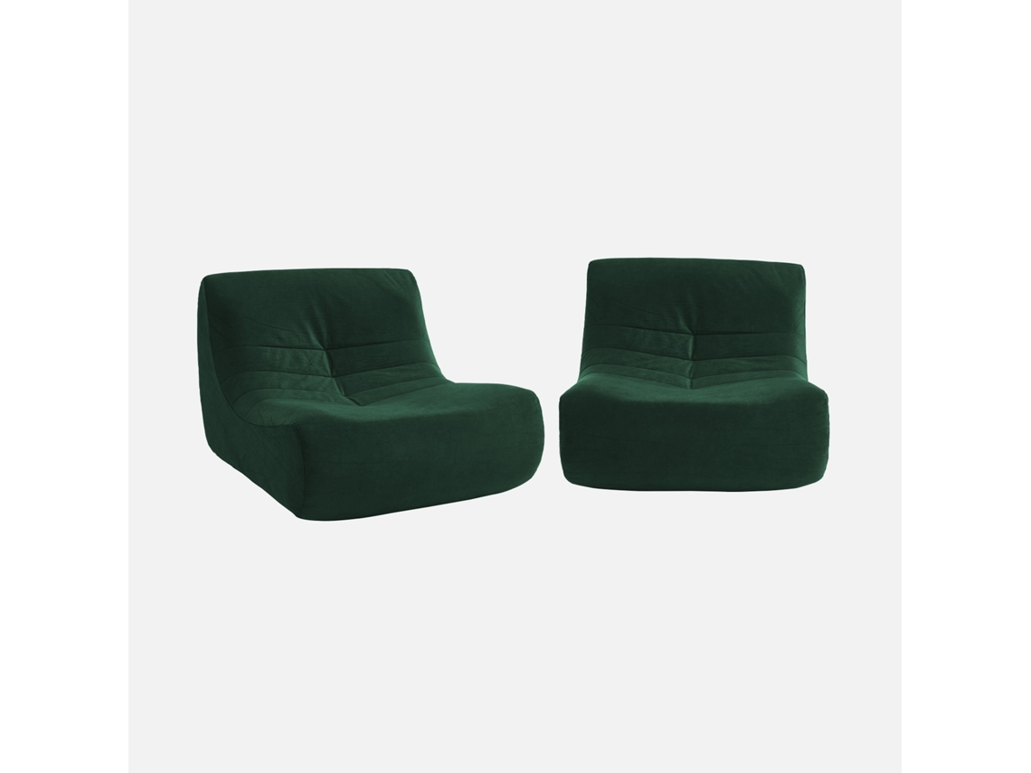 Módulo Para Sofá Modular Em Veludo, Set De 2, Verde