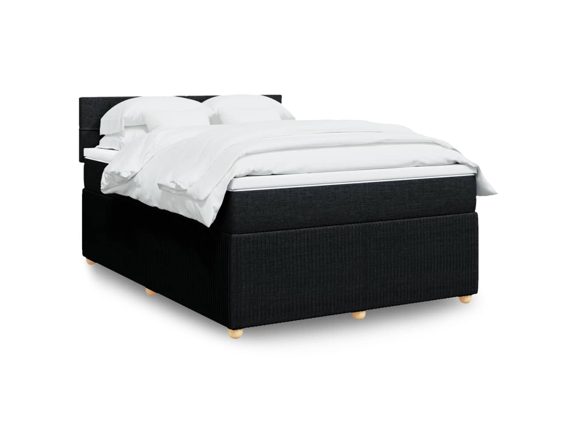 Vidaxl Cama Com Molas/colchão 140x190 Cm Tecido Preto