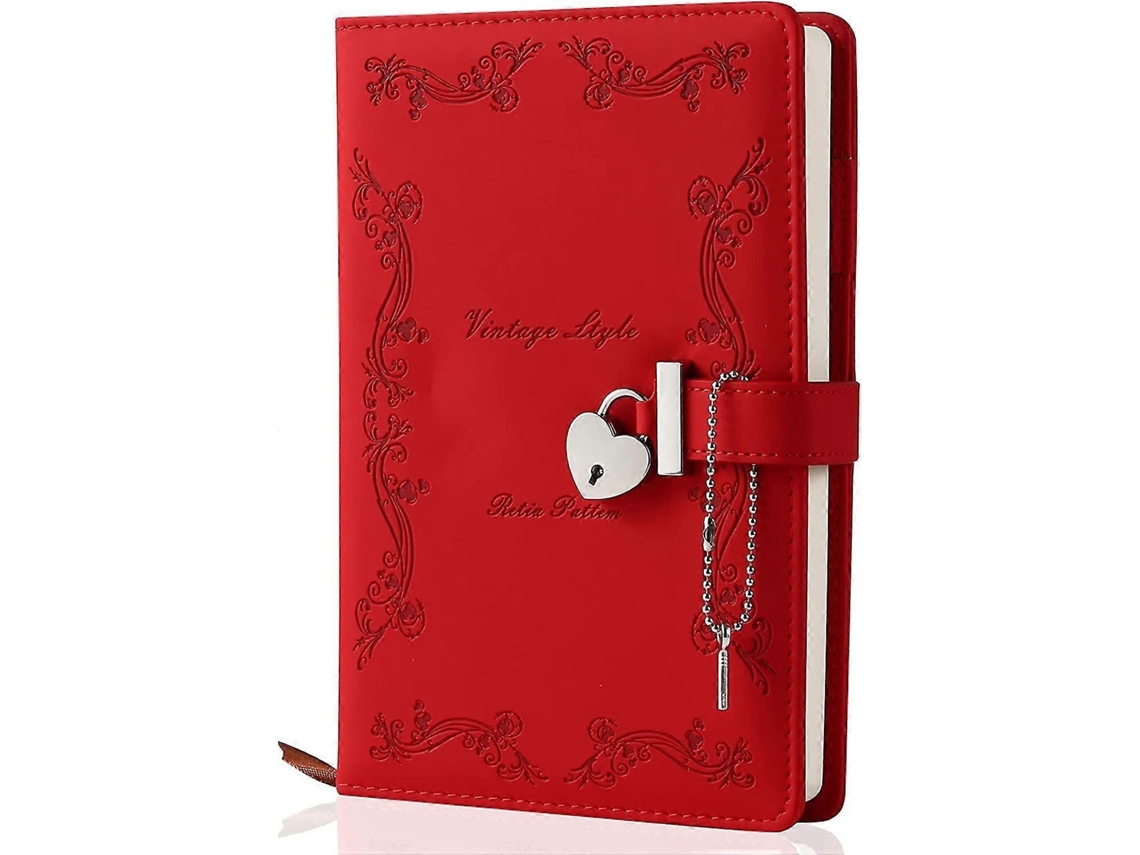 Diário Com Cadeado E Chave Para Meninas - Capa Grossa De Couro 360 Páginas Caderno Em Formato Coração Secreto Fofo Mulheres-aquaforge