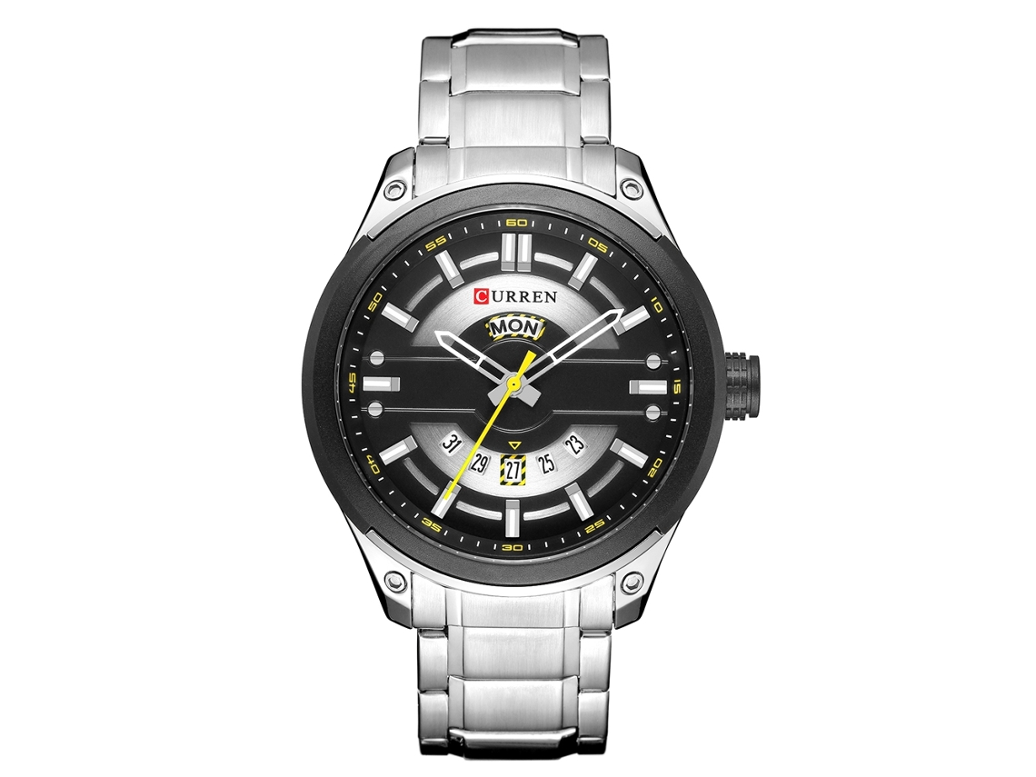 Relógio de Pulso Masculino Curren Fashion Impermeável de Quartzo com Pulseira de Aço
