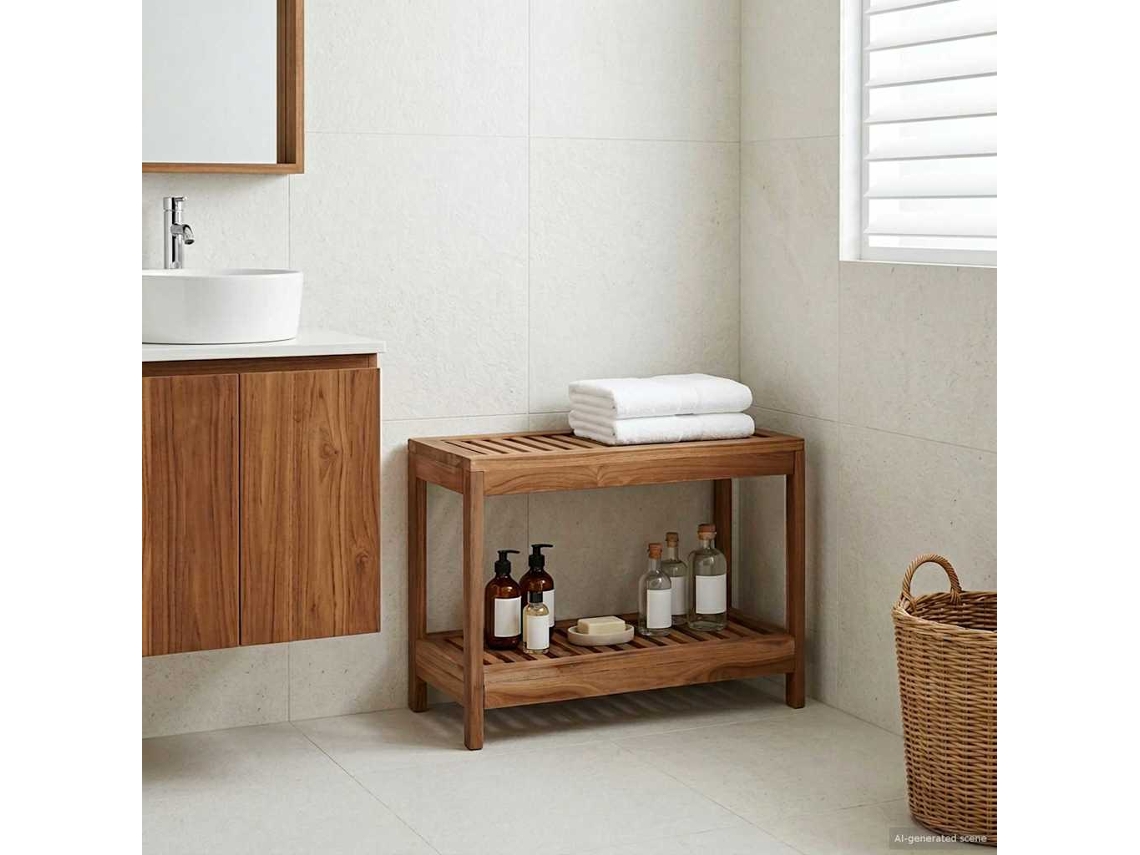 Vidaxl Mesa De Canto Para Banheiro Natural 60 X 30 X 45 Cm
