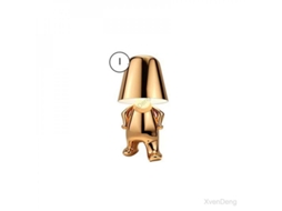 Lâmpada de Mesa Nova Line Thinker Pequeno Homem Dourado com Sensor Toque LED Resina Decorativa S/MARCA