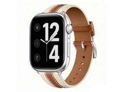 Bracelete para Apple Watch 42/41/40/38mm Couro Genuíno com Design em Blocos de Cores Marrom XIAOMOYU