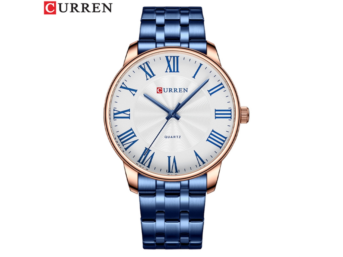 Relógio de Quartzo MDUG Casual com Grande Mostrador, Números Romanos, Pulseira de Aço e Design Minimalista (cinza Azul)